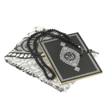 Uşak Serisi Seccade Yasin Tesbih Seti Siyah