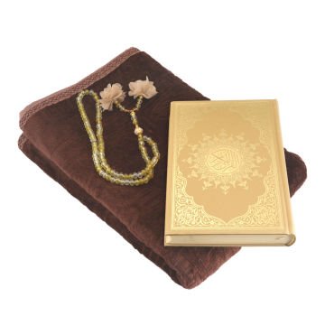 Hediyelik Seccade Kuran-ı Kerim Tesbih Seti Gold