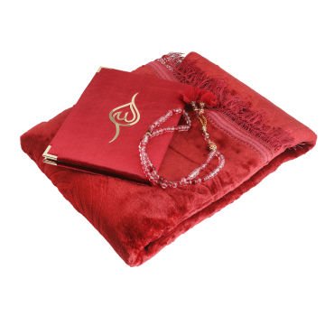 Hediyelik Seccade Tesbih Yasin Seti Bordo