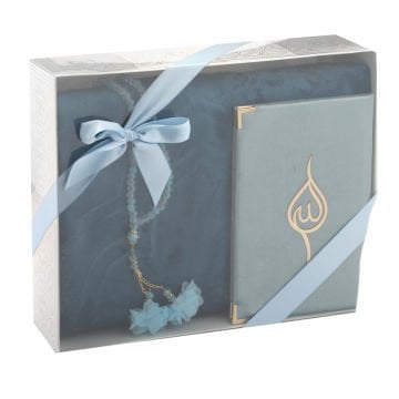 Hediyelik Seccade Tesbih Yasin Seti Mavi