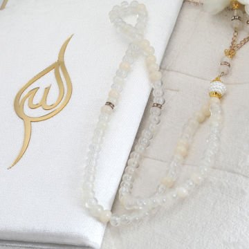 Hediyelik Seccade Tesbih Yasin Seti Krem