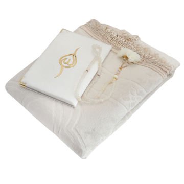 Hediyelik Seccade Tesbih Yasin Seti Krem