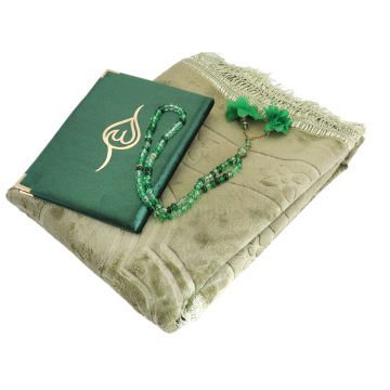 Hediyelik Seccade Tesbih Yasin Seti Yeşil