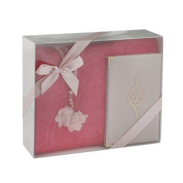 Hediyelik Seccade Tesbih Yasin Seti Pembe