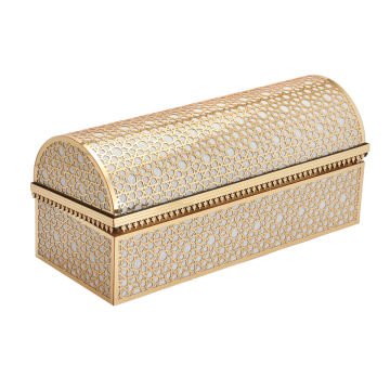 37x15x16 Cm Hediyelik Seccade Kuran-ı Kerim Tesbih Sandık Set Krem