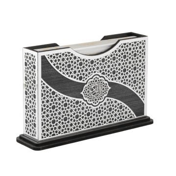29x18 Cm Kurtuba Pleksili Yatay Orta Boy Kuran-ı Kerim Kutusu Gümüş-Siyah