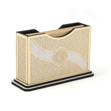 21x13 Cm Kurtuba Pleksili Yatay Çanta Boy Kuran-ı Kerim Kutusu Gold-Krem