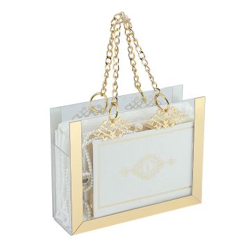 Hediyelik Kuran-ı Kerim Seccade Tesbih Zikirmatik Seti Krem