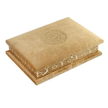 23x31 Cm Pleksili Kadife Kaplı Kuran-ı Kerim Kutusu Gold