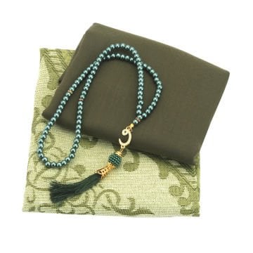 Hediyelik Seccade Şal Tesbih Seti Fıstık Yeşili