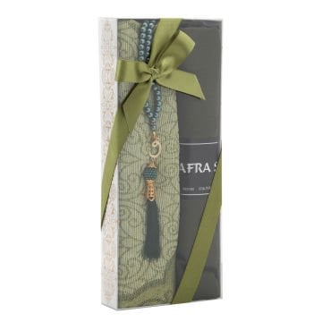 Hediyelik Seccade Şal Tesbih Seti Fıstık Yeşili