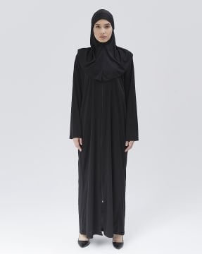 Fermuarlı Denye Kapuşonlu Namaz Elbisesi