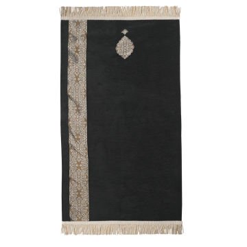 Lüks Astarlı Osmanlı Tek Sütun Seccade Siyah