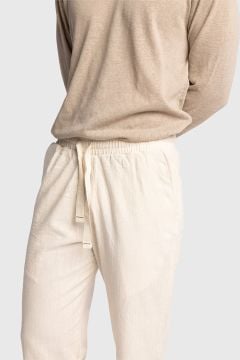 Nakışlı Keten Linen Pantolon [Bej]
