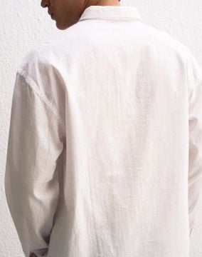 Uzun Kollu Rahat Keten Gömlek