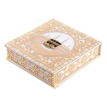 Kabe Ayrıntılı Gold Pleksili Kuran-ı Kerim Tesbih Kutusu