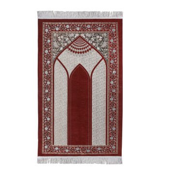 Lüks Astarlı Taç Mahal Seccade Bordo