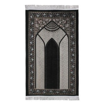 Lüks Astarlı Taç Mahal Seccade Siyah