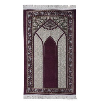 Lüks Astarlı Taç Mahal Seccade Mürdüm