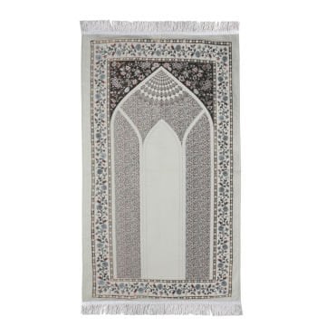 Lüks Astarlı Taç Mahal Seccade Krem