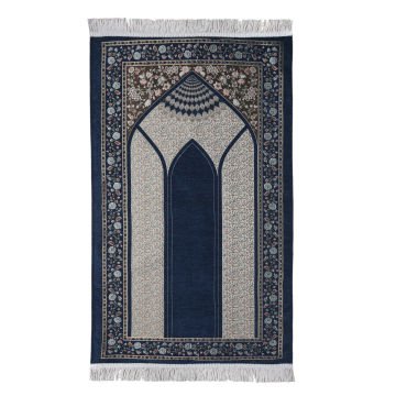 Lüks Astarlı Taç Mahal Seccade Lacivert