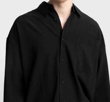 Uzun Kollu Müslin Gömlek Siyah - XL