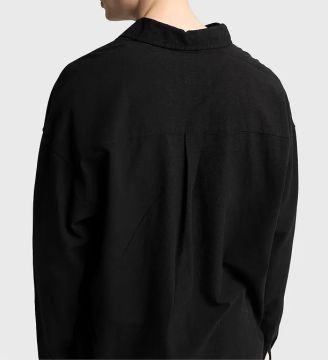 Uzun Kollu Müslin Gömlek Siyah - XL