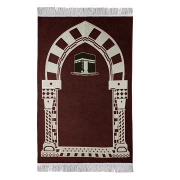 Lüks Saçaklı Şönil Seccade Bordo