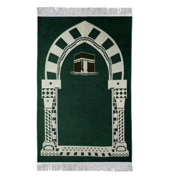 Lüks Saçaklı Şönil Seccade Yeşil