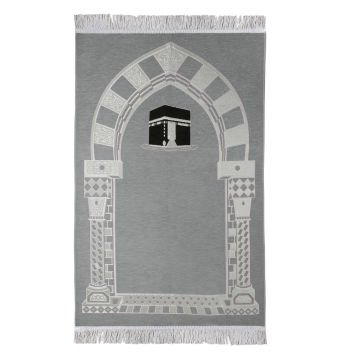 Lüks Saçaklı Şönil Seccade Gri