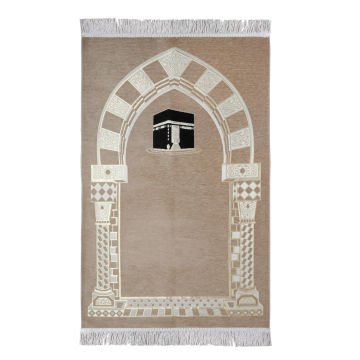 Lüks Saçaklı Şönil Seccade Gold