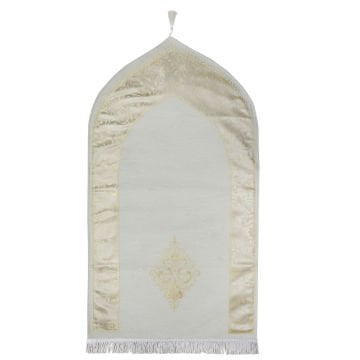 Biyeli/Düz Astarlı Lüks Şönil Seccade Krem