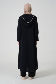 Buhara Kumaş Kapüşonlu Biyeli Ferace 44