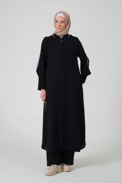 Buhara Kumaş Kapüşonlu Biyeli Ferace 48