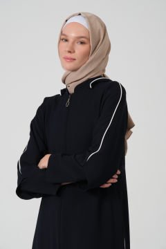 Buhara Kumaş Kapüşonlu Biyeli Ferace 48