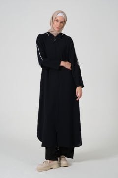 Buhara Kumaş Kapüşonlu Biyeli Ferace 48