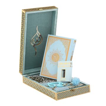 Topkapı Serisi Kadife Kuran-ı Kerim Kutusu Mavi