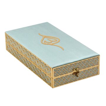 Topkapı Serisi Kadife Kuran-ı Kerim Kutusu Mavi