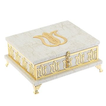 18x21 Cm Mermer Desen Hediyelik Kuran-ı Kerim Tesbih Seti