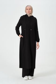 Kapüşonlu Yıldız Giy-Çık Kap Siyah - 44