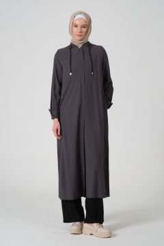 Kapüşonlu Yıldız Giy-Çık Kap Gri - 44