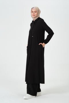 Kapüşonlu Yıldız Giy-Çık Kap Siyah - 48