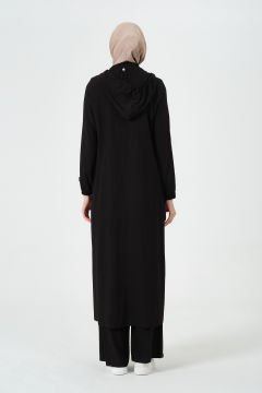 Kapüşonlu Yıldız Giy-Çık Kap Siyah - 48