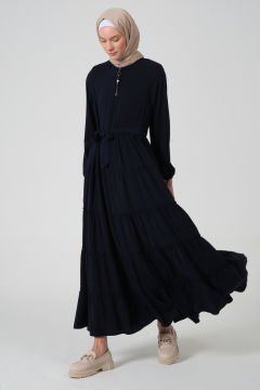 Viskon Kumaş Yıldız Cepli Ferace Siyah - 48