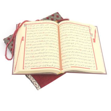 Hediyelik Kuran-ı Kerim Seccade Tesbih Seti Bordo