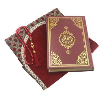 Hediyelik Kuran-ı Kerim Seccade Tesbih Seti Bordo