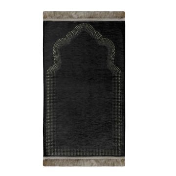 Saçaklı Şönil Çocuk Seccade Siyah