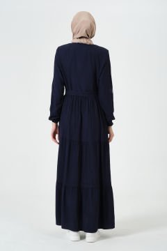 Viskon Kumaş Yıldız Cepli Ferace Lacivert - 48