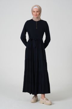 Viskon Kumaş Yıldız Cepli Ferace Siyah - 38