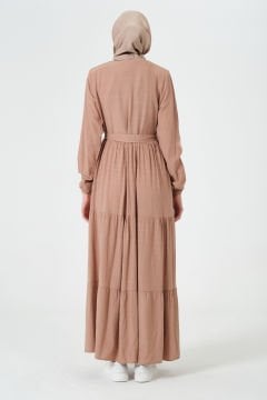 Viskon Kumaş Yıldız Cepli Ferace Krem - 38